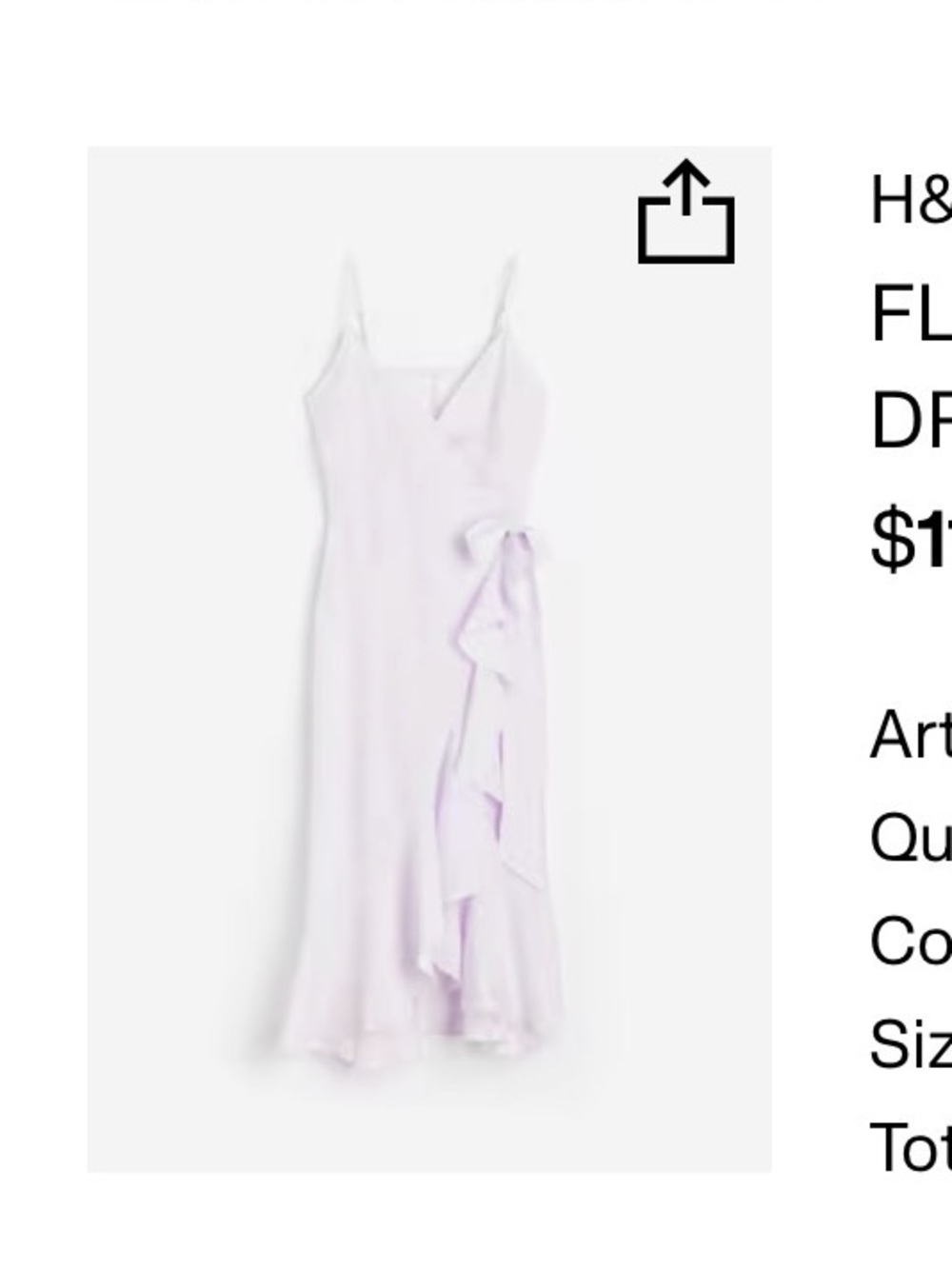 H&M Lavender Ruffle Midi Slip Dress NWT